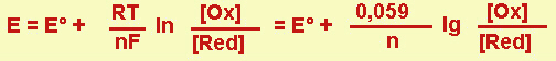 la relazione di Nernst per calcolare il potenziale di un elettrodo