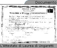 Attestato di laurea di Ungaretti